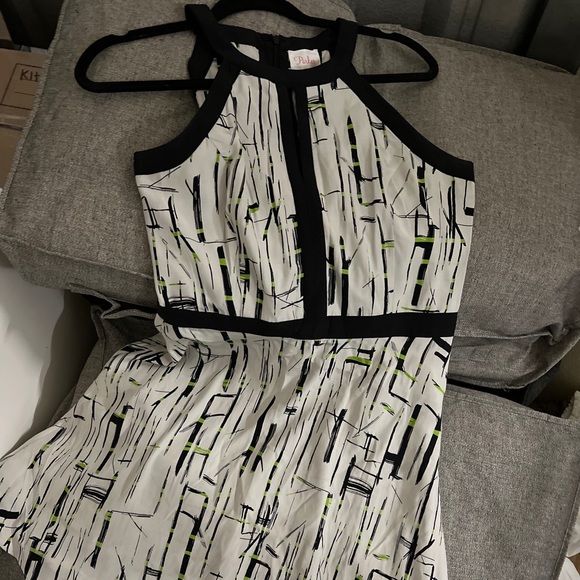 Parker Geometric Silk Halter Keyhole Dress - Size M - Picture 12 of 13